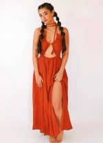 MAY WOMEN'S DRESS-RED ORANGE - Image 5