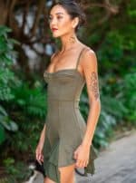 FAIRY CUP MINI DRESS OLIVE - Image 3