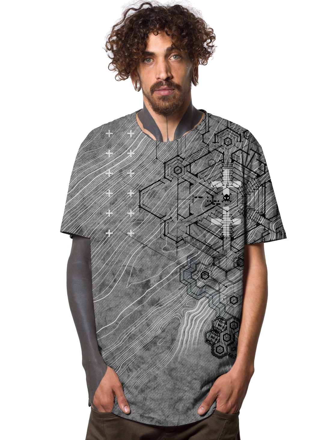 RYOMA-FRONT RYOMA MEN T-SHIRT GREY TEXTURE - Image 1