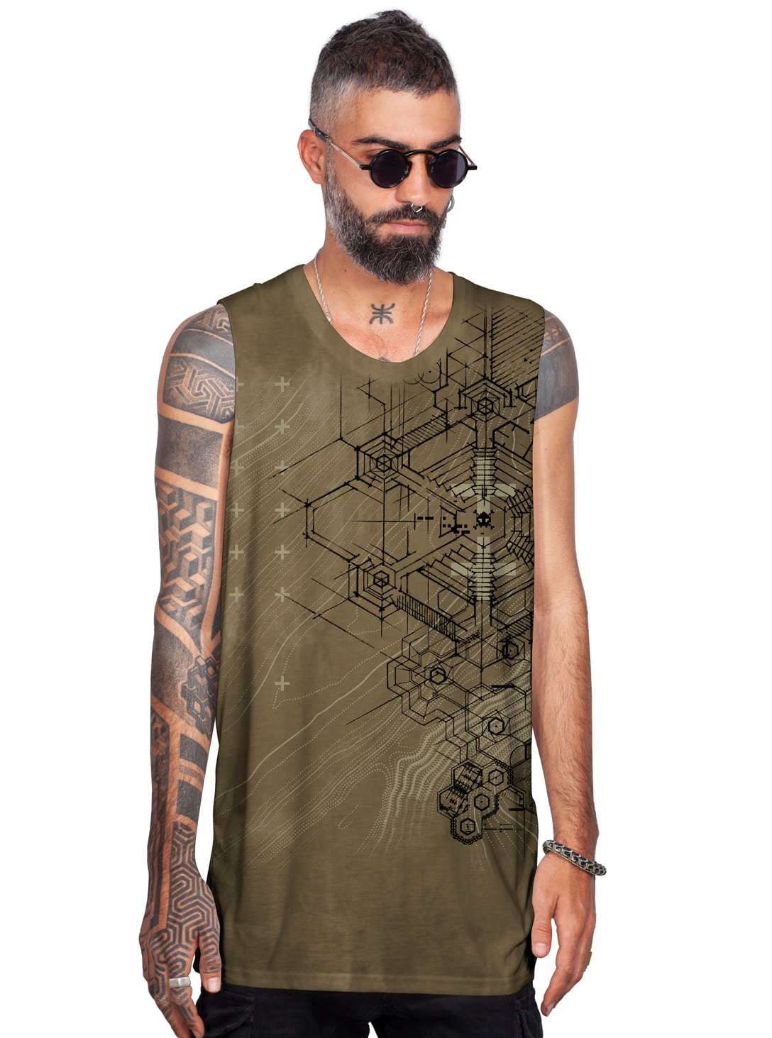 RYOMA TT OLIVE TD_0003_Layer 1.jpg RYOMA MEN'S TANK TOP-OLIVE T.D - Image 1