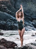 DORIN SWIMSUIT Suede Look Olive Green - Image 5