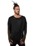 YOSHINORI MEN'S LONG SHIRT BLACK TEX