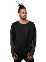 YOSHINORI MEN'S LONG SHIRT BLACK TEX