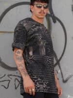 GLITCH GRID DARK-MEN'S T-SHIRT - Image 2