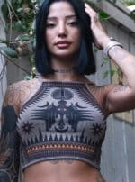 Omane Moka Women's Crop Top – women's psychedelic top for rave outfits | Plazmalab