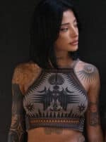 Omane Moka Women's Crop Top – trippy festival top women | Plazmalab