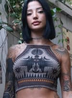 Omane Moka Women's Crop Top – trippy festival top women | Plazmalab