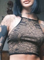 Annu Black Women's Crop Top – trippy festival top women | Plazmalab
