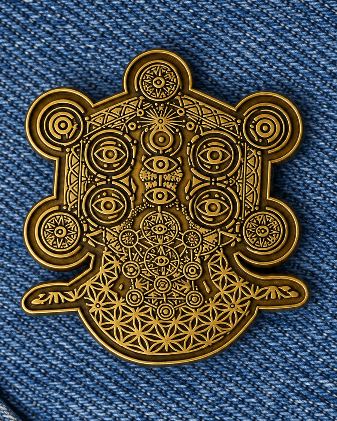 Antique Geometric Pin on Denim copy SAMARA PIN GOLD - Image 1