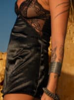 Women's black dree-lace & satin - Image 4